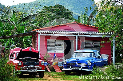Old American cars in Cuba Editorial Stock Photo