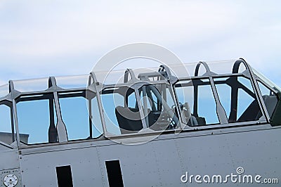 Old american fighter plane cockpit canopy Stock Photo