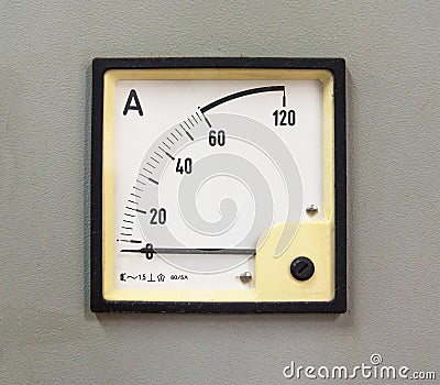 An Old analog ammeter gauges Stock Photo