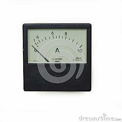 Old analog ammeter isolated on a white background Stock Photo