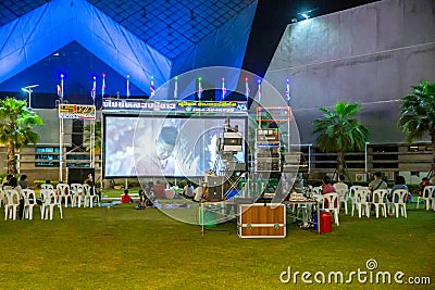 The old analog rotary film movie projector at NSM Night at the Museum Festival 2022 Editorial Stock Photo