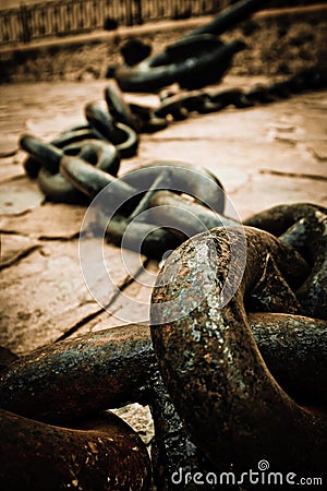 Old anchor and chain Stock Photo