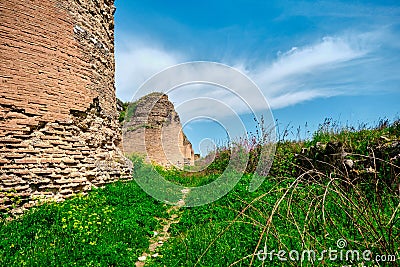 Old and ancient city wall in nicaea iznik Bursa Stock Photo