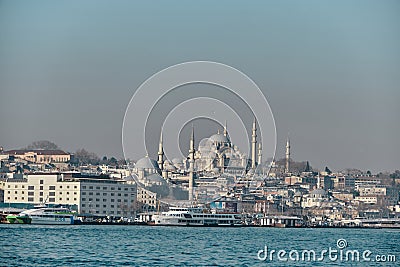 Old and ancient ottoman mosques Yeni Cami mosque in istanbul turkey Stock Photo