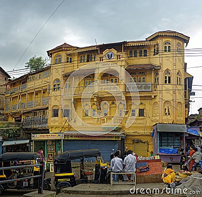 Old ancient building of Balaji temple on ghat area of Nashik Editorial Stock Photo