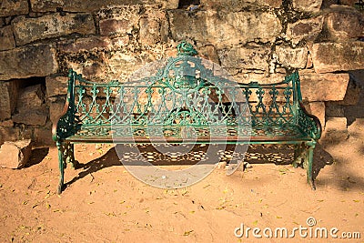 Old Ancient Vintage Classic Iron Benches Front View Background Stock Photograph Image Stock Photo