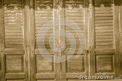 Old ancient wooden swing door background. Vintage of old wooden Stock Photo