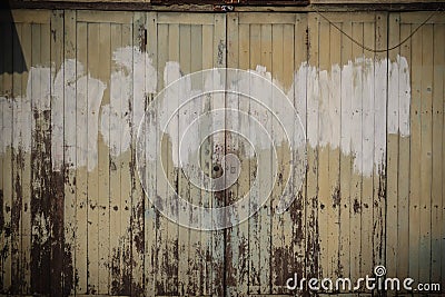 Old ancient wooden swing door background. Vintage of old wooden Stock Photo