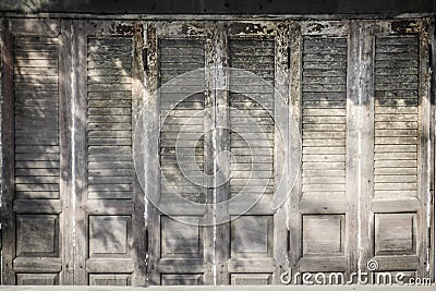 Old ancient wooden swing door background. Vintage of old wooden Stock Photo