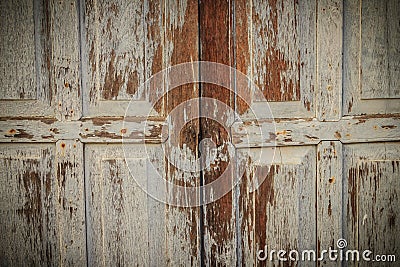 Old ancient wooden swing door background. Vintage of old wooden Stock Photo