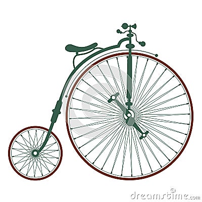 Old antique bicycle with large wheel and small wheel Vector Illustration