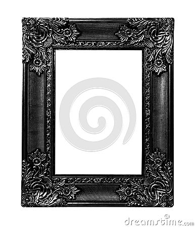 Old antique black frame isolated on white background Stock Photo