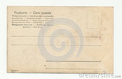 Old antique blank grungy postcard on white background Stock Photo