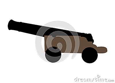 Old antique cannon on wheels Vector Illustration