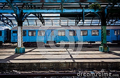Old diesel trains still function in Havana, Cuba Stock Photo