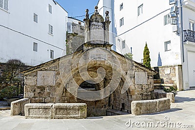 Old antique fountain in Mondonedo Spain Stock Photo