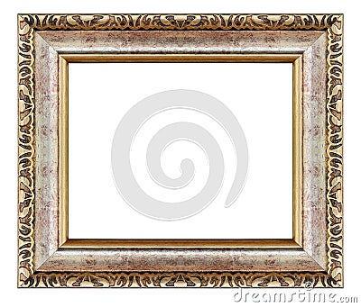 Old antique gold frame isolated decorative carved wood stand Stock Photo