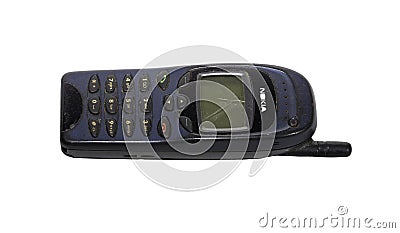 Old antique nokia phone over white Editorial Stock Photo