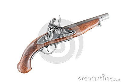 Old antique pistol isolated on white background Stock Photo