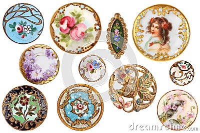 Old Antique Victorian Sewing Buttons 1890 Stock Photo