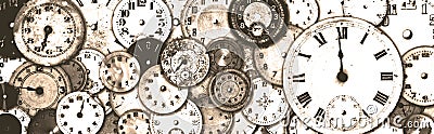 Grungy Antique Watch Faces Banner Stock Photo