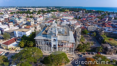 Zanzibar Stone Town coastline aerial view Tanzania Stock Photo