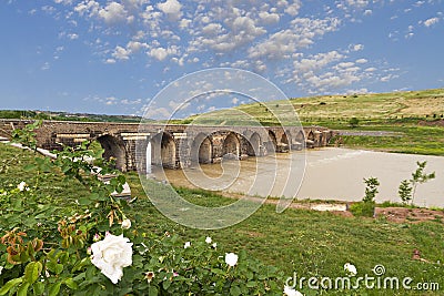 Historical bridge in Diyarbakir, Turkey Stock Photo