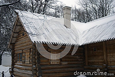 Old architecture of Kolomenskoye park in Moscow. Wooden house of Russian Emperor Peter the Great Editorial Stock Photo