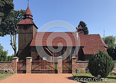 Wooden church in Brzezno Szlacheckie Poland Stock Photo