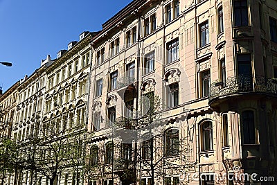 The old architecture of Prague buildings Stock Photo