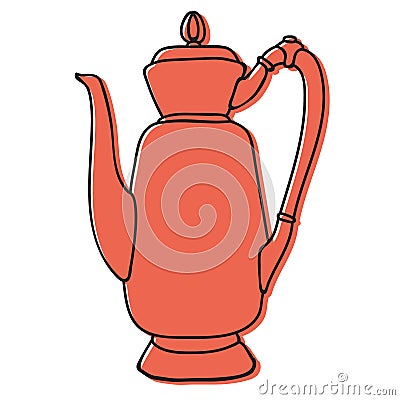 Old asian tea pot hand drawn illustration Vector Illustration