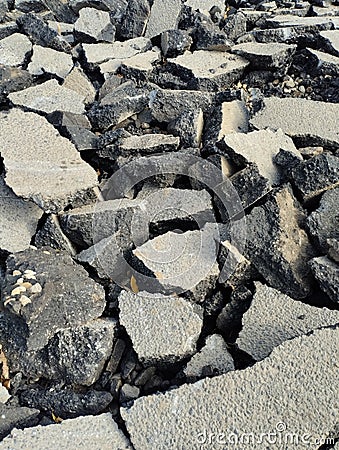 old asphalt, pieces of asphalt, road repairs Stock Photo