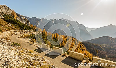 Mangart road, Slovenia. Stock Photo