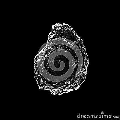 Old asteroid with lot of meteorite damages, add little extra to your space scenes. Stark, vacuum lighting, black background, Stock Photo