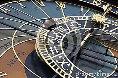 Old astronomic clock in Prague (orloj) Stock Photo
