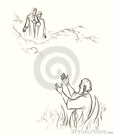 Pencil drawing. Bible story. The rich man in hell Stock Photo