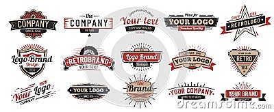 Old badges. Vintage sign, retro premium badge and logo emblem frame vector set Vector Illustration