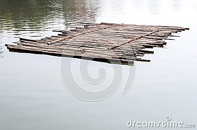 Old bamboo raft Stock Photo