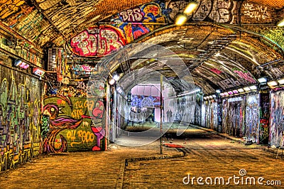 Banksy Graffiti Tunnel Editorial Stock Photo