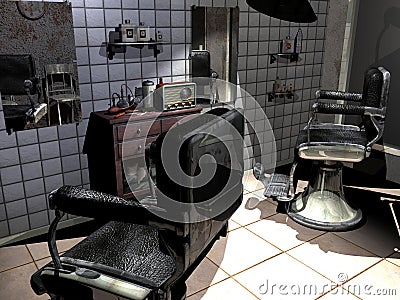 Old barber shop Stock Photo