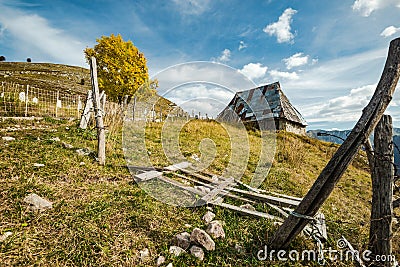 Old barn in Lukomir, last village in Bosnia Stock Photo