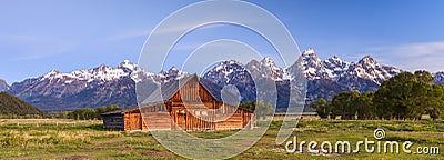 Old Barn and mountains Stock Photo