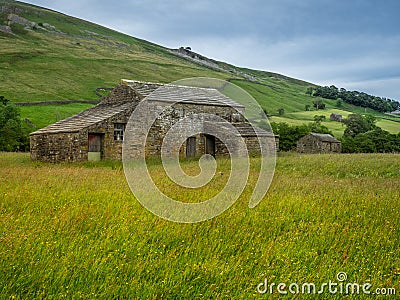 The old barns in Swaledale Stock Photo