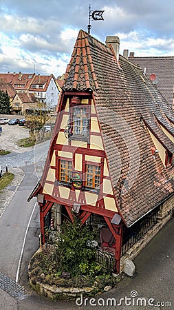 Old Bavarian house in Rothenburg ob der Tauber, Germany Editorial Stock Photo