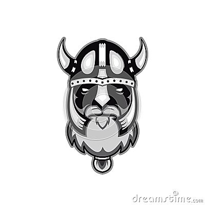 Old bearded vector viking warrior logo, mascot template. viking head, profile view, angry, sport team. isolated on white Vector Illustration