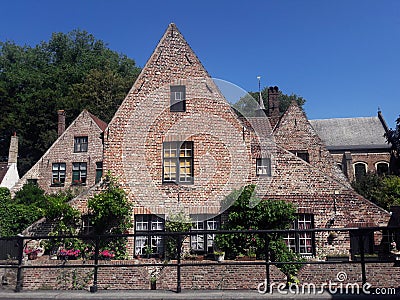 Old beautifal medieval house in Brugge, Beigium. Summer. Stock Photo