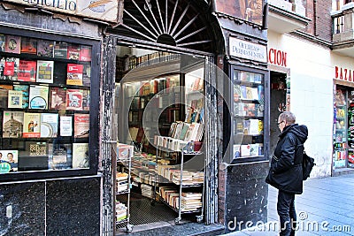 Old and beautiful bookstore in Chueca district Editorial Stock Photo