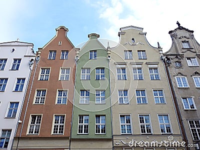 Old beautiful different colors homes, Poland Stock Photo