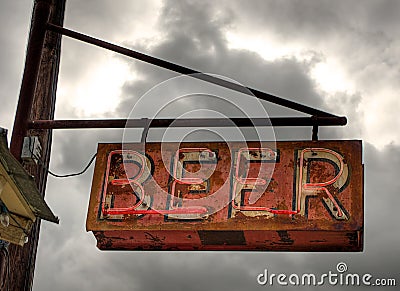 Old Beer Sign Stock Photo