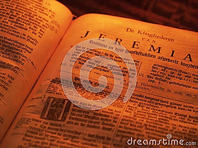 Old bible Jeremia Stock Photo